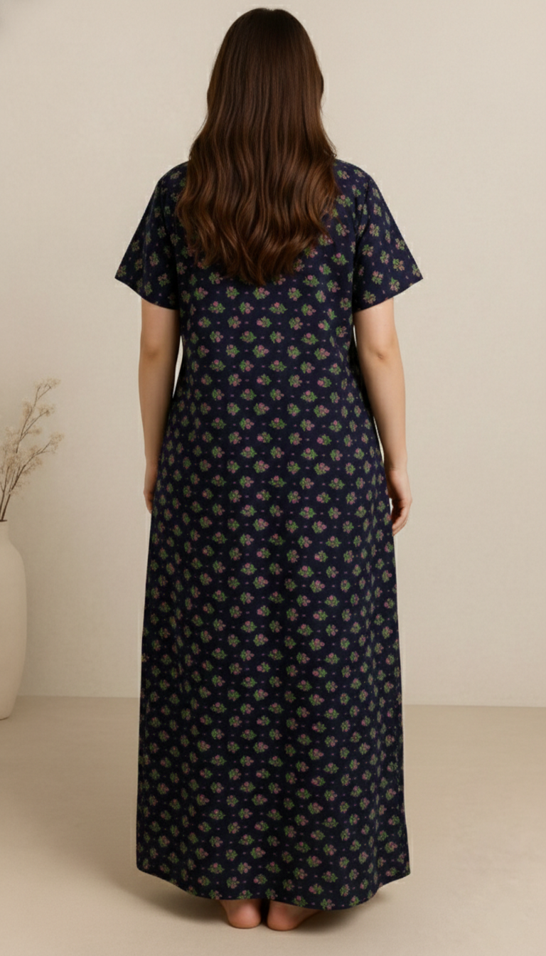 Bahumaan Pure Cotton Nighty for Woman | Floral Gown for Women Nightwear with Pocket | Cotton Nighty for Women Stylish | Perfect for Daily Comfort | Maxi Women