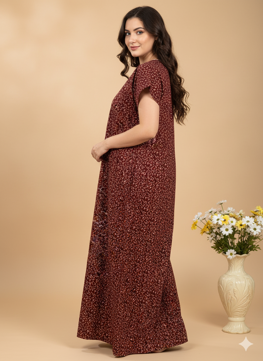 Bahumaan Pure Cotton Nighty for Woman | Floral Gown for Women Nightwear with Pocket | Cotton Nighty for Women Stylish | Perfect for Daily Comfort | Maxi Women