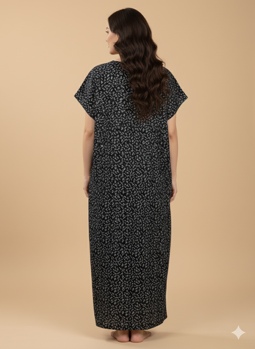 Bahumaan Pure Cotton Nighty for Woman | Floral Gown for Women Nightwear with Pocket | Cotton Nighty for Women Stylish | Perfect for Daily Comfort | Maxi Women