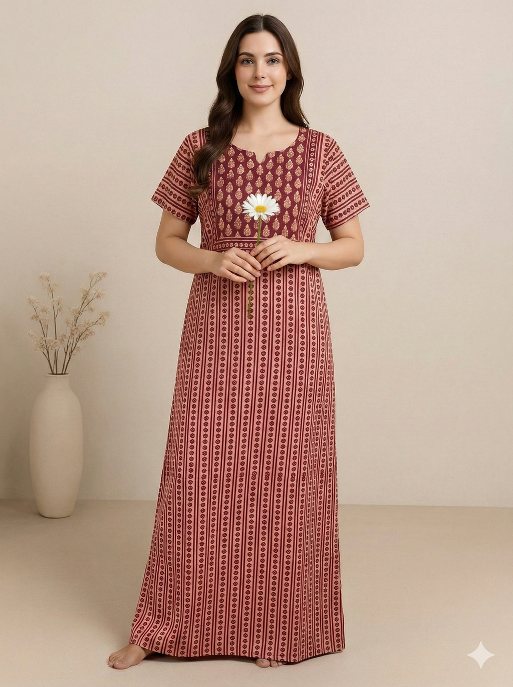 Bahumaan Pure Cotton Nighty for Woman | Floral Gown for Women Nightwear with Pocket | Cotton Nighty for Women Stylish | Perfect for Daily Comfort | Maxi Women