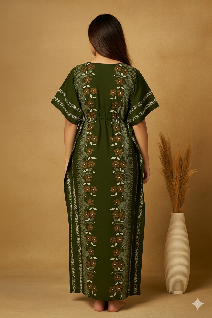 Bahumaan Pure Cotton Kaftan Nighty for Women | Kaftan Maxi for Women | Kaftan Night Gowns for Women | Cotton Nighty for Women Stylish
