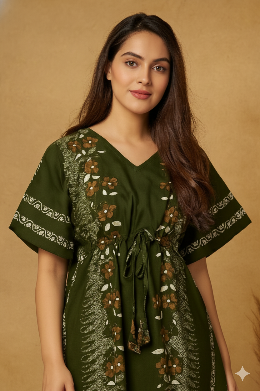 Bahumaan Pure Cotton Kaftan Nighty for Women | Kaftan Maxi for Women | Kaftan Night Gowns for Women | Cotton Nighty for Women Stylish