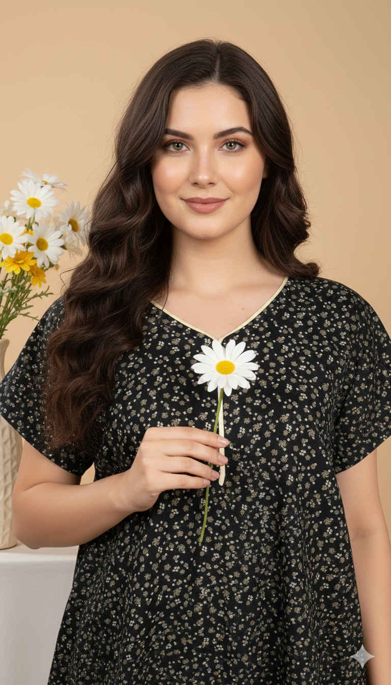 Bahumaan Pure Cotton Nighty for Woman | Floral Gown for Women Nightwear with Pocket | Cotton Nighty for Women Stylish | Perfect for Daily Comfort | Maxi Women