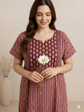 Bahumaan Pure Cotton Nighty for Woman | Floral Gown for Women Nightwear with Pocket | Cotton Nighty for Women Stylish | Perfect for Daily Comfort | Maxi Women
