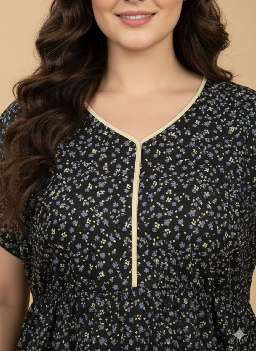 Bahumaan Pure Cotton Nighty for Woman | Floral Gown for Women Nightwear with Pocket | Cotton Nighty for Women Stylish | Perfect for Daily Comfort | Maxi Women