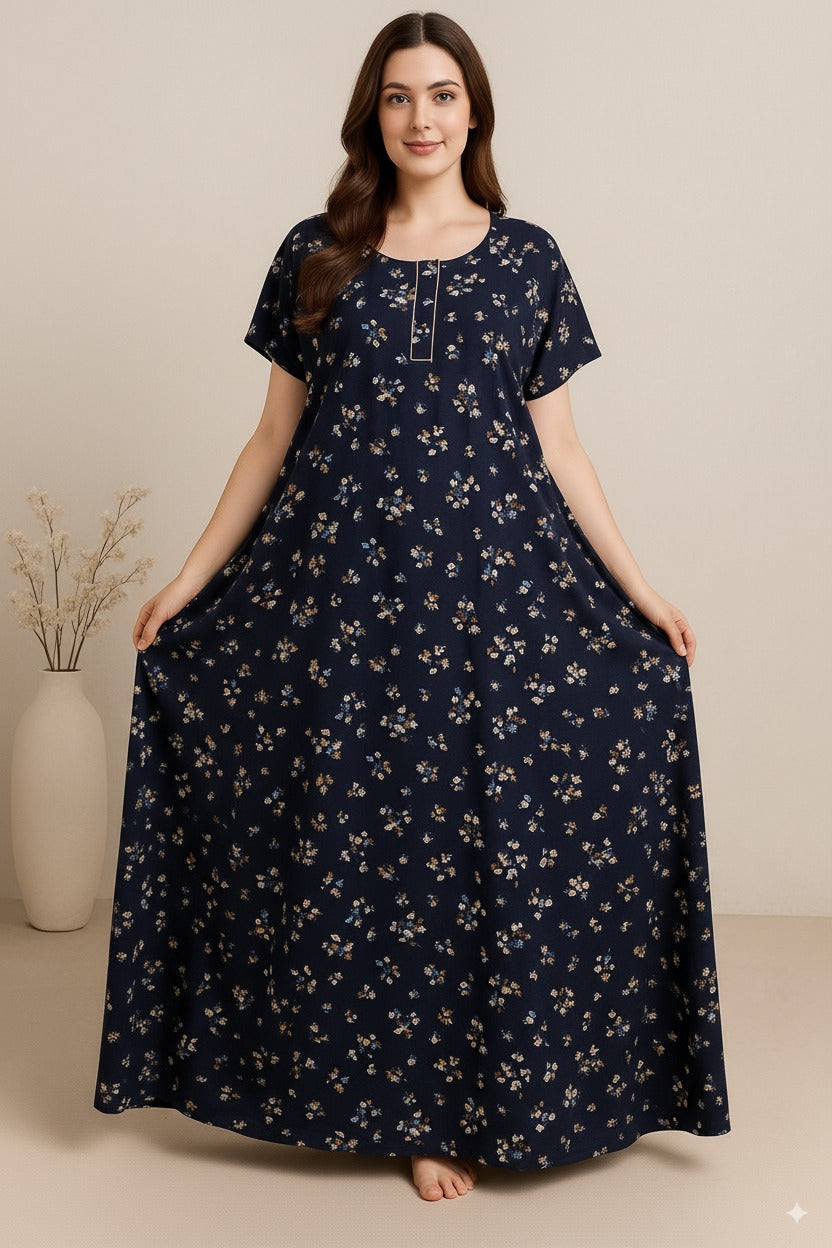 Bahumaan Pure Cotton Nighty for Woman | Floral Gown for Women Nightwear with Pocket | Cotton Nighty for Women Stylish | Maxi for Women Cotton