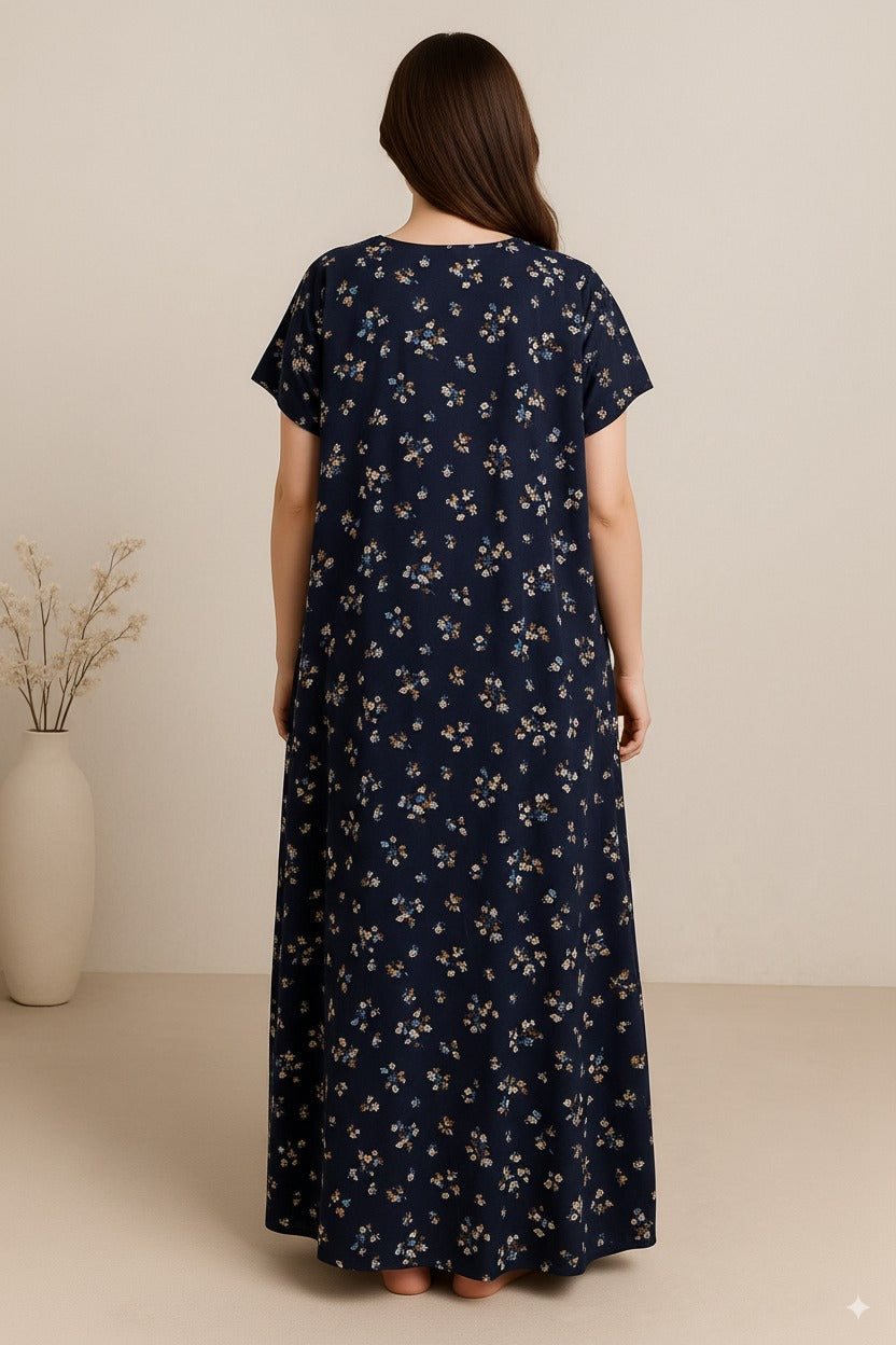 Bahumaan Pure Cotton Nighty for Woman | Floral Gown for Women Nightwear with Pocket | Cotton Nighty for Women Stylish | Maxi for Women Cotton