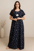 Bahumaan Pure Cotton Nighty for Woman | Floral Gown for Women Nightwear with Pocket | Cotton Nighty for Women Stylish | Maxi for Women Cotton