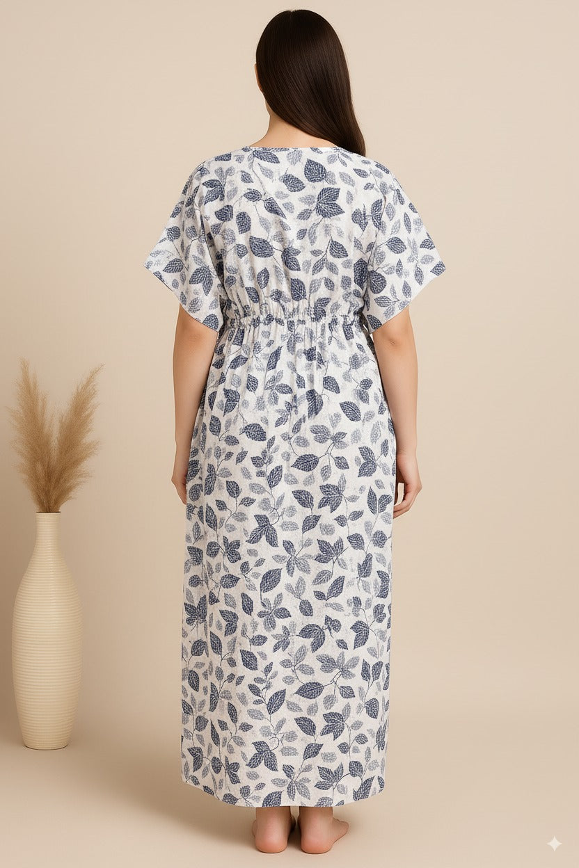 Bahumaan White Cotton Pull-On Kaftan Nighty