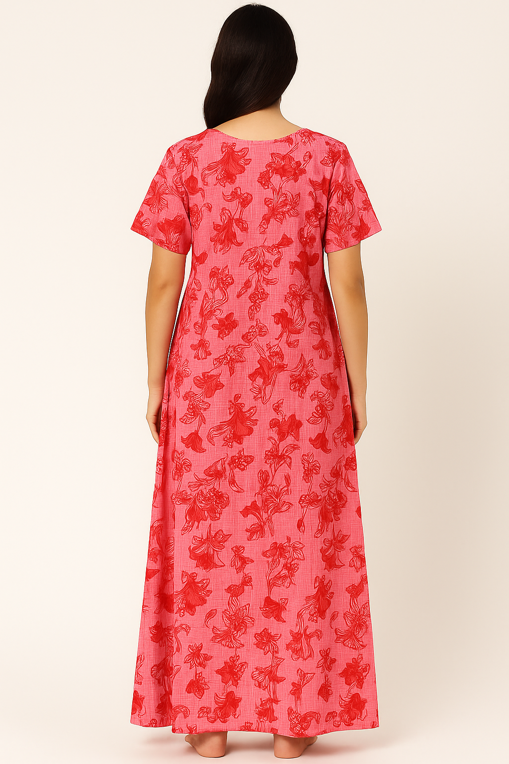 Bahumaan Pure Cotton Frock Nighty for Women with Pocket Free Size | Maxi Dress for Women Cotton | Night Dress for Woman Gown | Cotton Nighty for Women Stylish