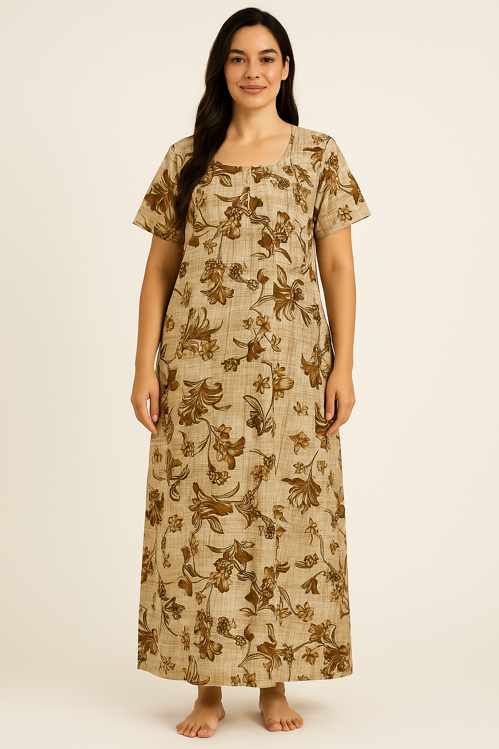 Bahumaan Pure Cotton Frock Nighty for Women with Pocket Free Size | Maxi Dress for Women Cotton | Night Dress for Woman Gown | Cotton Nighty for Women Stylish