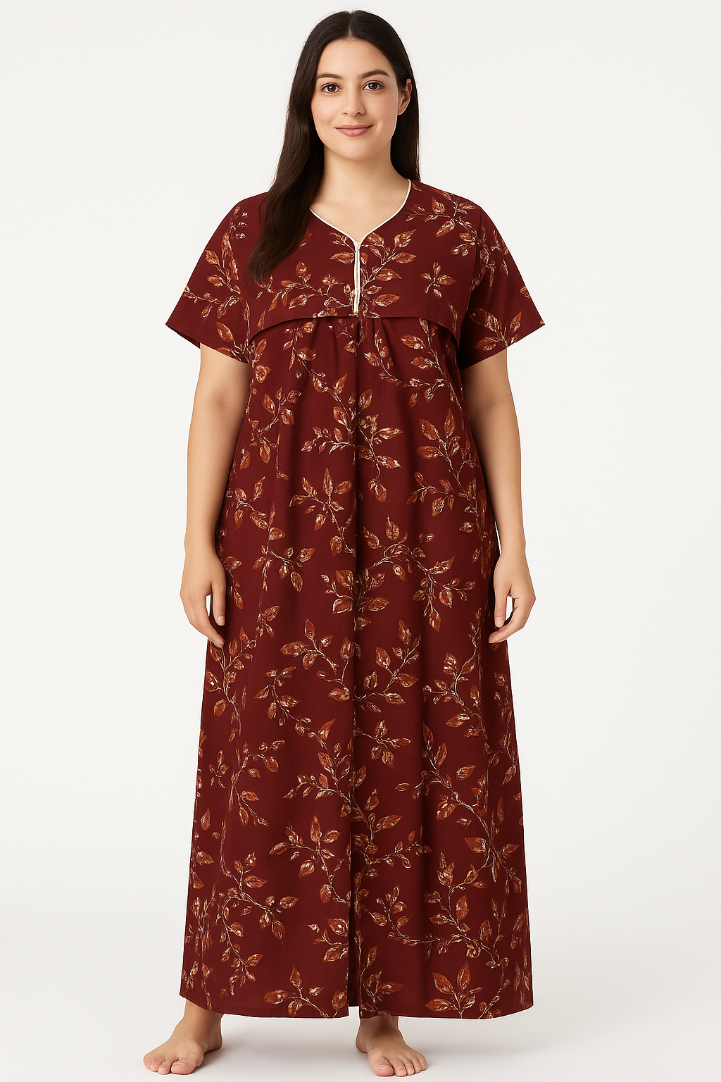 Bahumaan Pure Cotton Frock Nighty for Women with Pocket Free Size | Maxi Dress for Women Cotton | Night Dress for Woman Gown | Cotton Nighty for Women Stylish