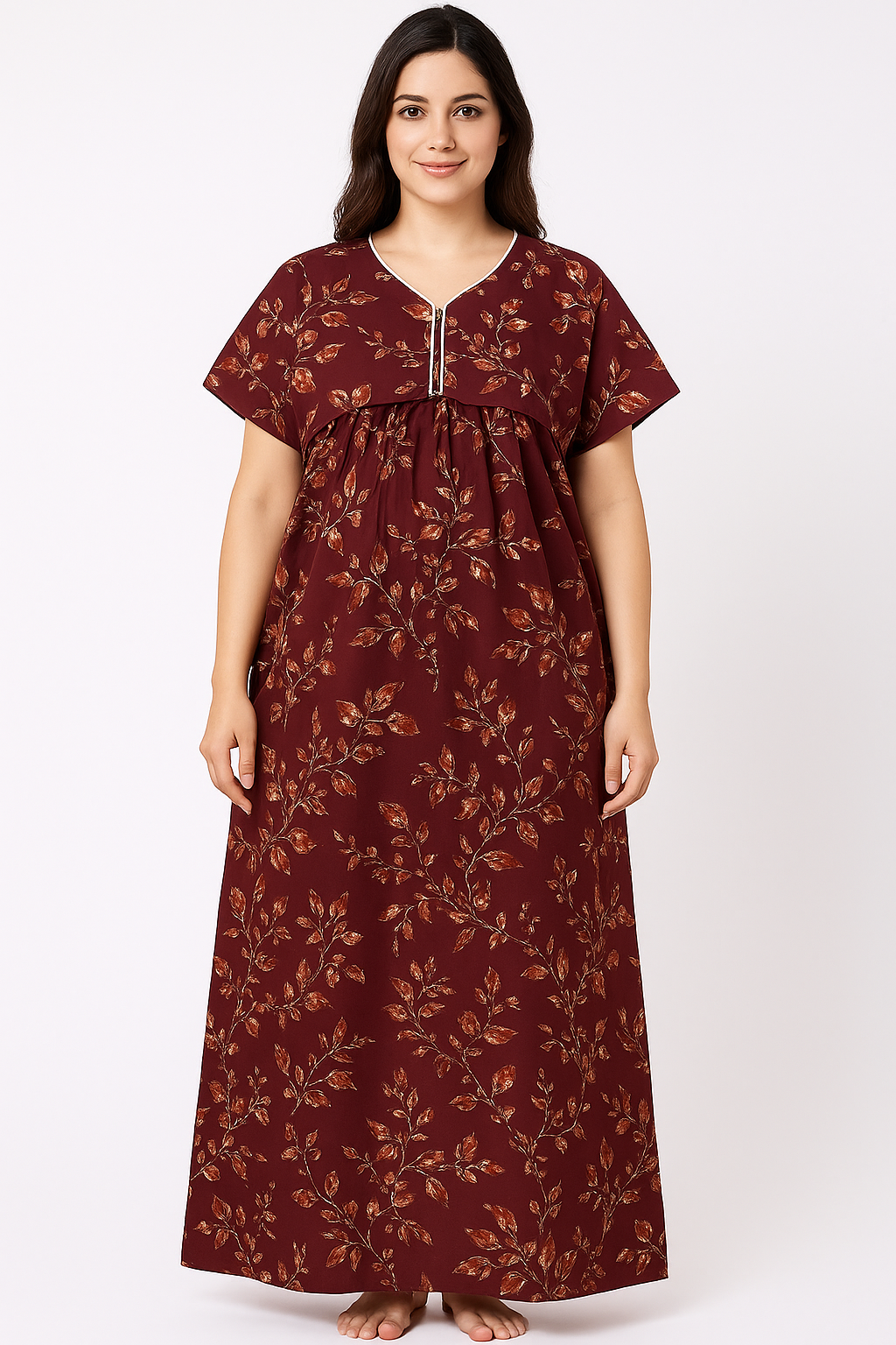 Bahumaan Pure Cotton Frock Nighty for Women with Pocket Free Size | Maxi Dress for Women Cotton | Night Dress for Woman Gown | Cotton Nighty for Women Stylish