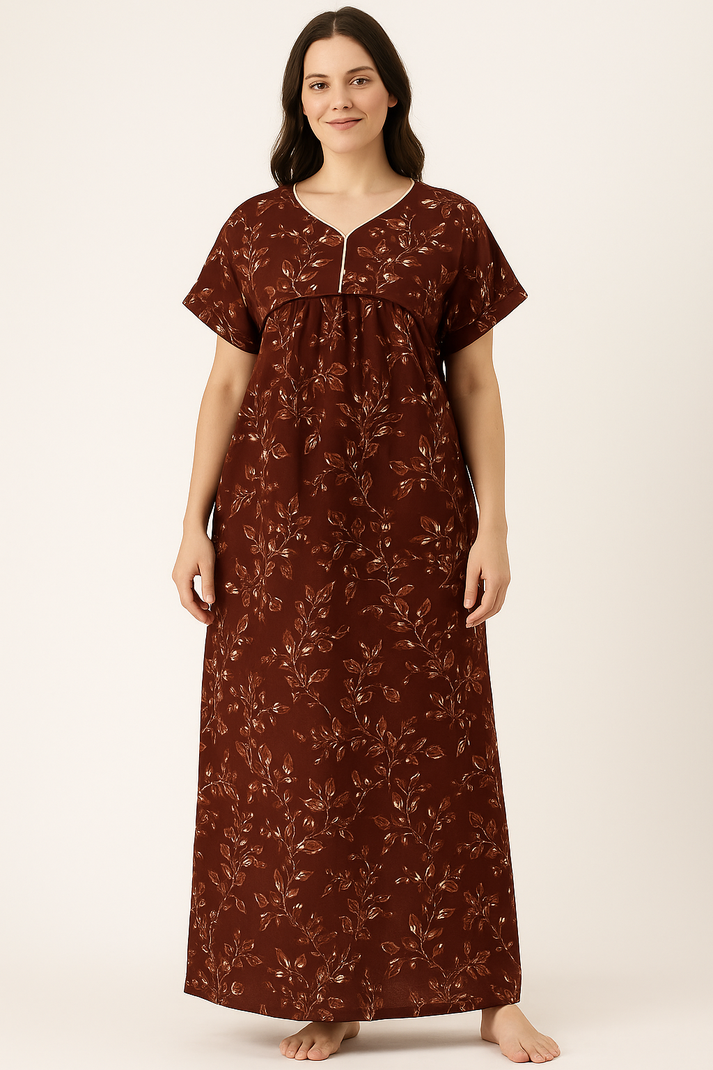 Bahumaan Pure Cotton Frock Nighty for Women with Pocket Free Size | Maxi Dress for Women Cotton | Night Dress for Woman Gown | Cotton Nighty for Women Stylish