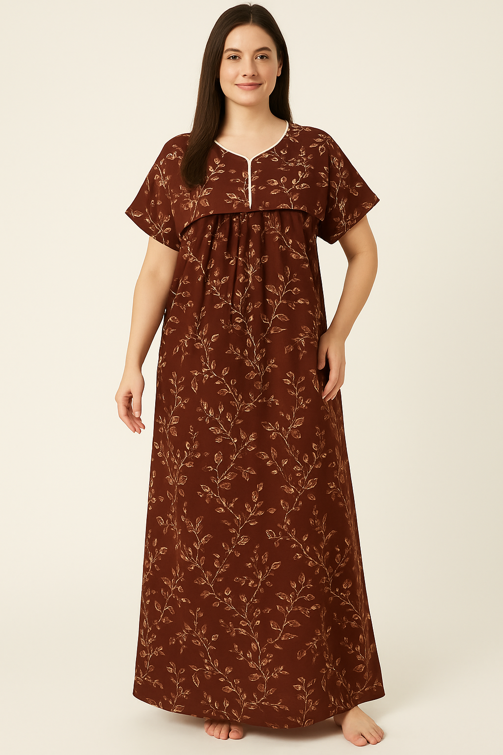 Bahumaan Pure Cotton Frock Nighty for Women with Pocket Free Size | Maxi Dress for Women Cotton | Night Dress for Woman Gown | Cotton Nighty for Women Stylish