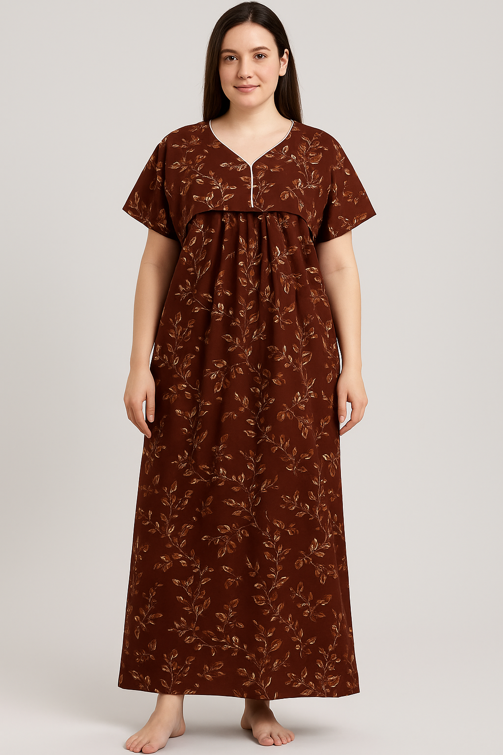 Bahumaan Pure Cotton Frock Nighty for Women with Pocket Free Size | Maxi Dress for Women Cotton | Night Dress for Woman Gown | Cotton Nighty for Women Stylish