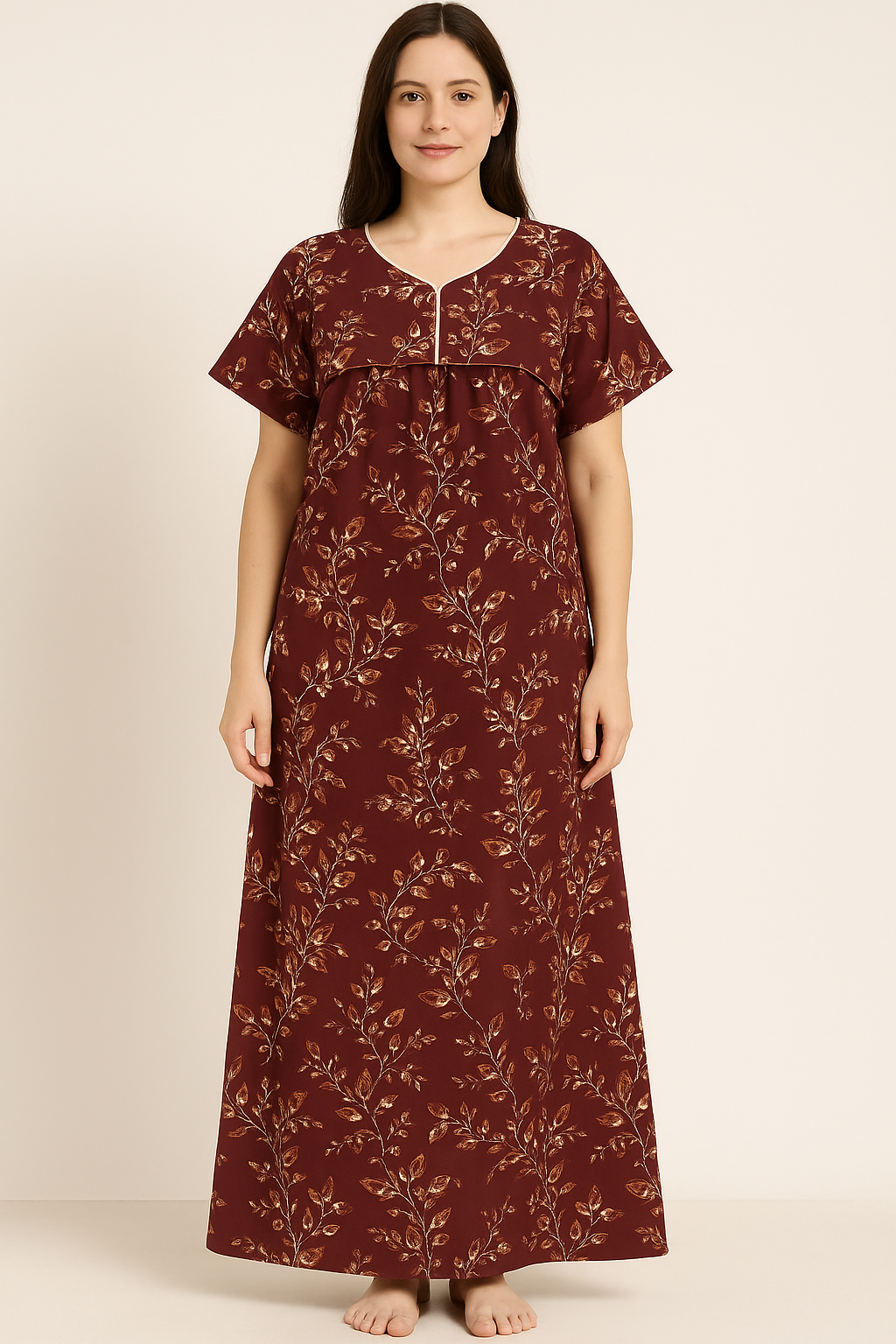 Bahumaan Pure Cotton Frock Nighty for Women with Pocket Free Size | Maxi Dress for Women Cotton | Night Dress for Woman Gown | Cotton Nighty for Women Stylish
