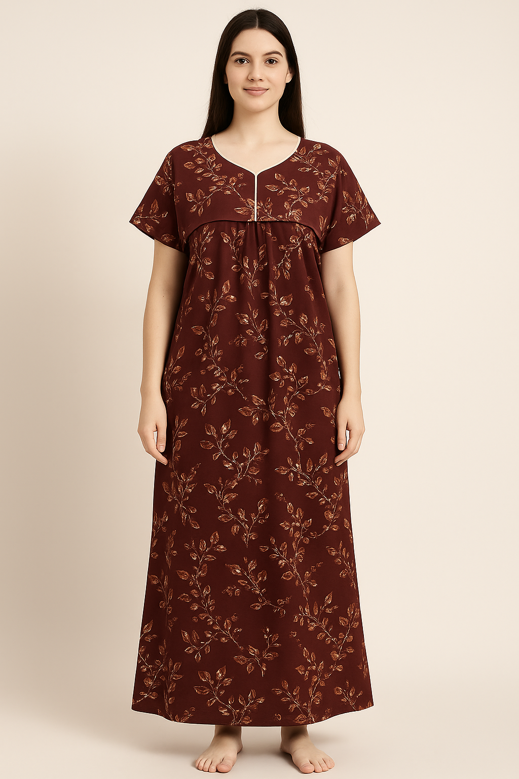 Bahumaan Pure Cotton Frock Nighty for Women with Pocket Free Size | Maxi Dress for Women Cotton | Night Dress for Woman Gown | Cotton Nighty for Women Stylish