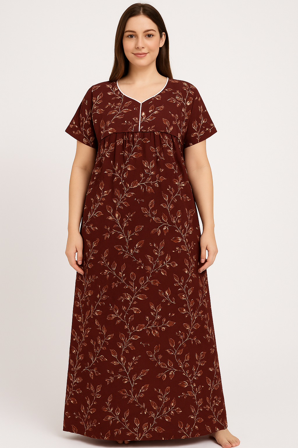 Bahumaan Pure Cotton Frock Nighty for Women with Pocket Free Size | Maxi Dress for Women Cotton | Night Dress for Woman Gown | Cotton Nighty for Women Stylish