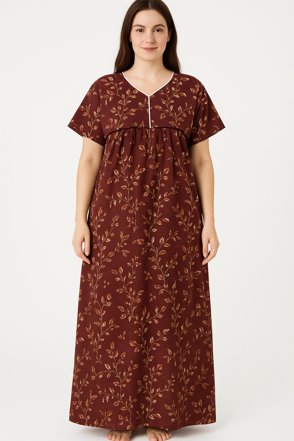 Bahumaan Pure Cotton Frock Nighty for Women with Pocket Free Size | Maxi Dress for Women Cotton | Night Dress for Woman Gown | Cotton Nighty for Women Stylish