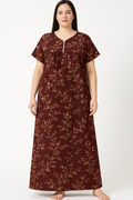 Bahumaan Pure Cotton Frock Nighty for Women with Pocket Free Size | Maxi Dress for Women Cotton | Night Dress for Woman Gown | Cotton Nighty for Women Stylish