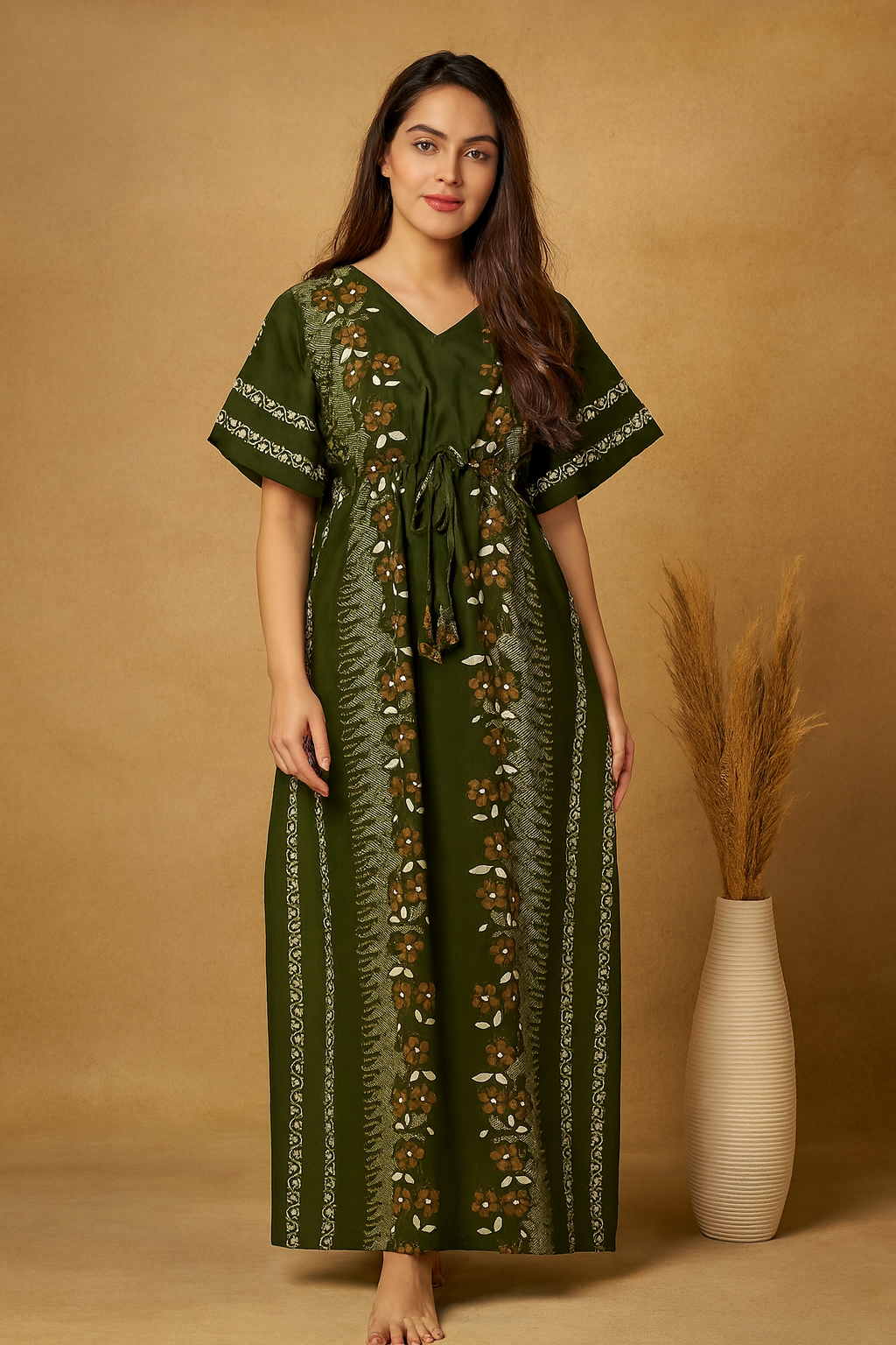 Bahumaan Pure Cotton Kaftan Nighty for Women | Kaftan Maxi for Women | Kaftan Night Gowns for Women | Cotton Nighty for Women Stylish