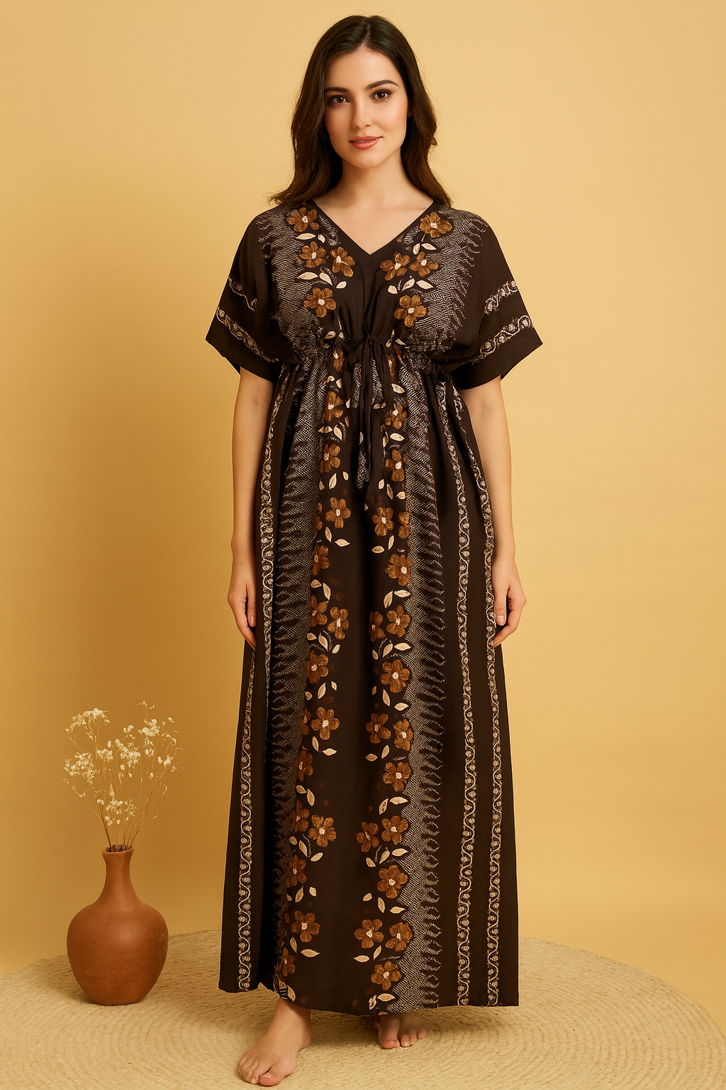 Bahumaan Pure Cotton Kaftan Nighty for Women | Kaftan Maxi for Women | Kaftan Night Gowns for Women | Cotton Nighty for Women Stylish
