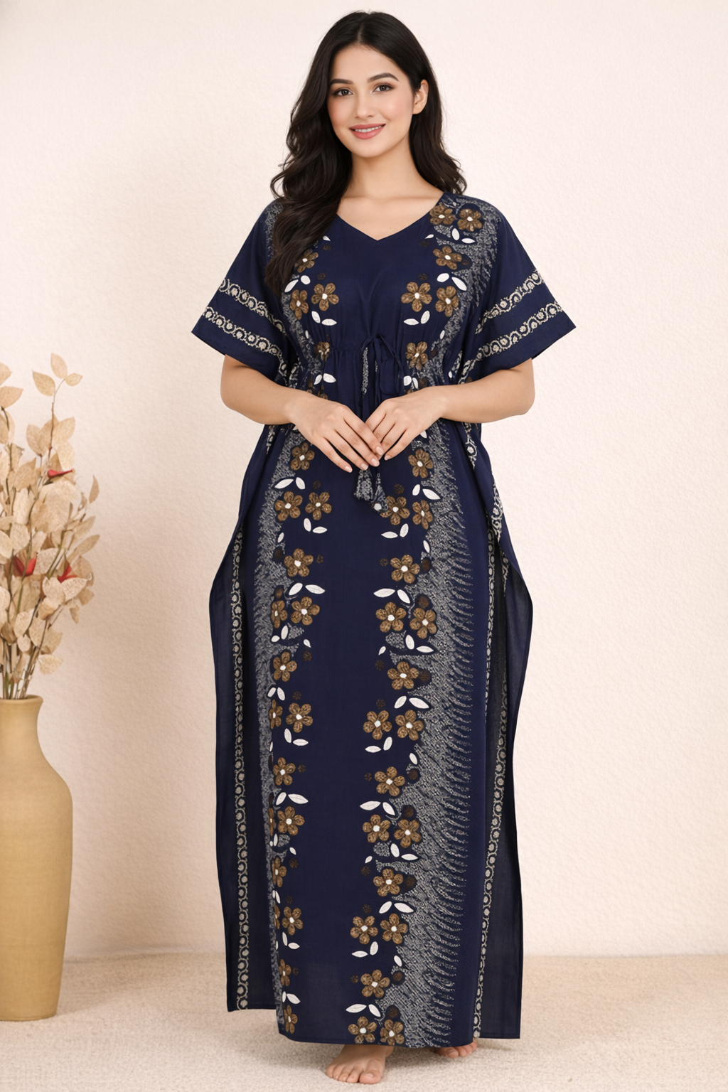 Bahumaan Pure Cotton Kaftan Nighty for Women | Kaftan Maxi for Women | Kaftan Night Gowns for Women | Cotton Nighty for Women Stylish