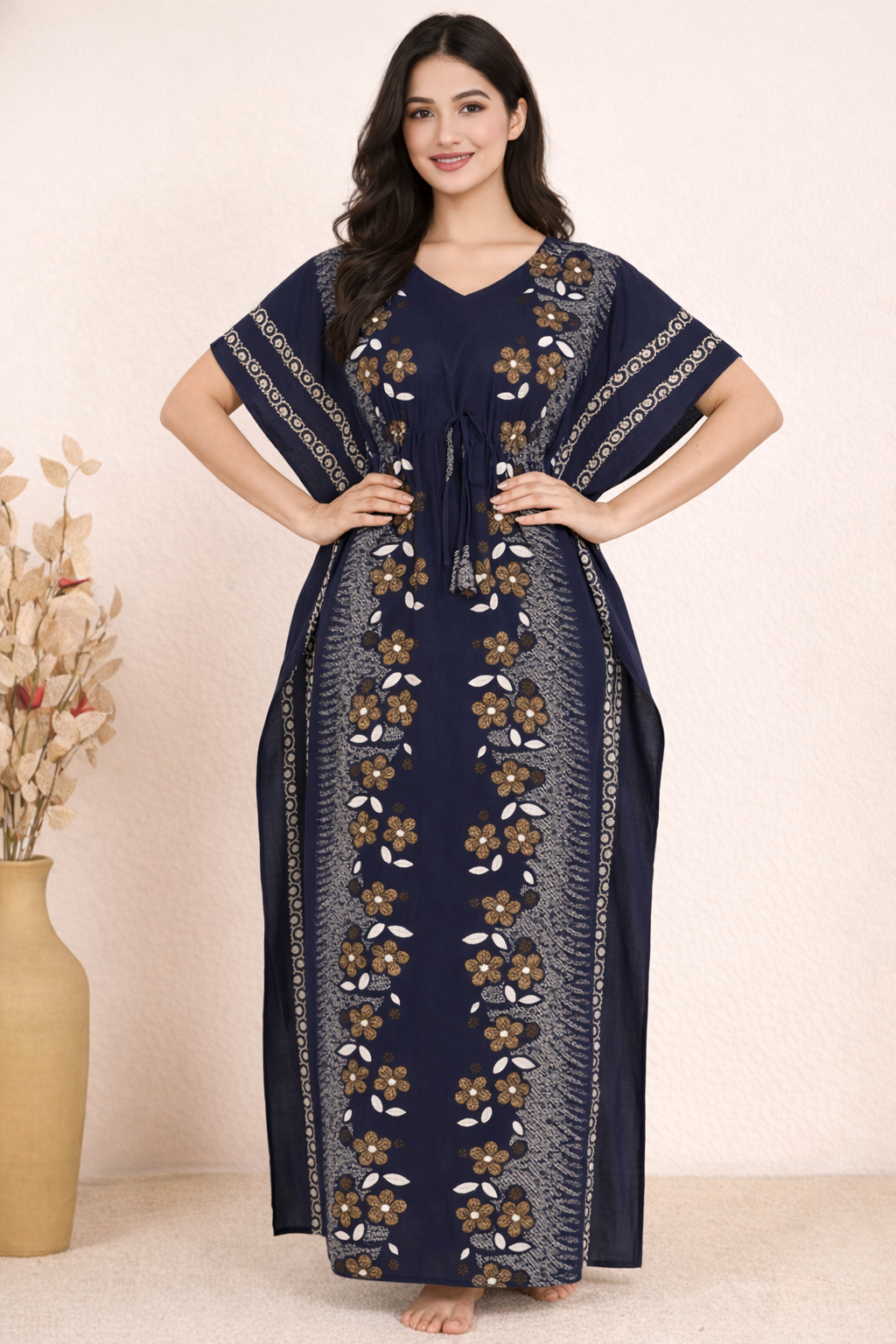Bahumaan Pure Cotton Kaftan Nighty for Women | Kaftan Maxi for Women | Kaftan Night Gowns for Women | Cotton Nighty for Women Stylish