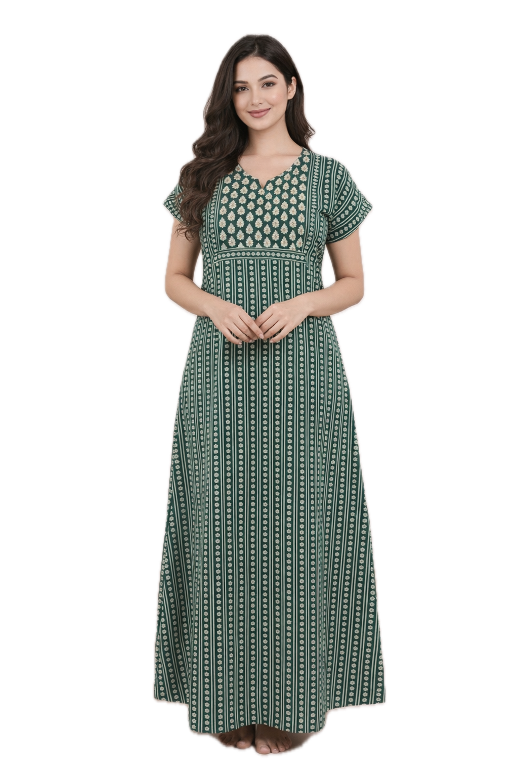 Bahumaan Pure Cotton Nighty for Woman | Floral Gown for Women Nightwear with Pocket | Cotton Nighty for Women Stylish | Perfect for Daily Comfort | Maxi Women