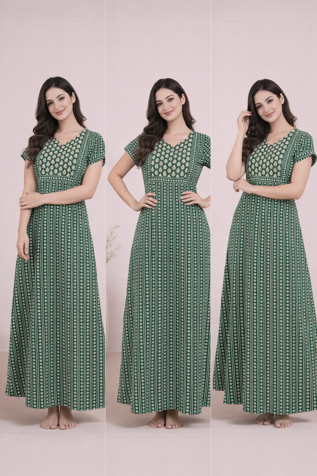 Bahumaan Pure Cotton Nighty for Woman | Floral Gown for Women Nightwear with Pocket | Cotton Nighty for Women Stylish | Perfect for Daily Comfort | Maxi Women