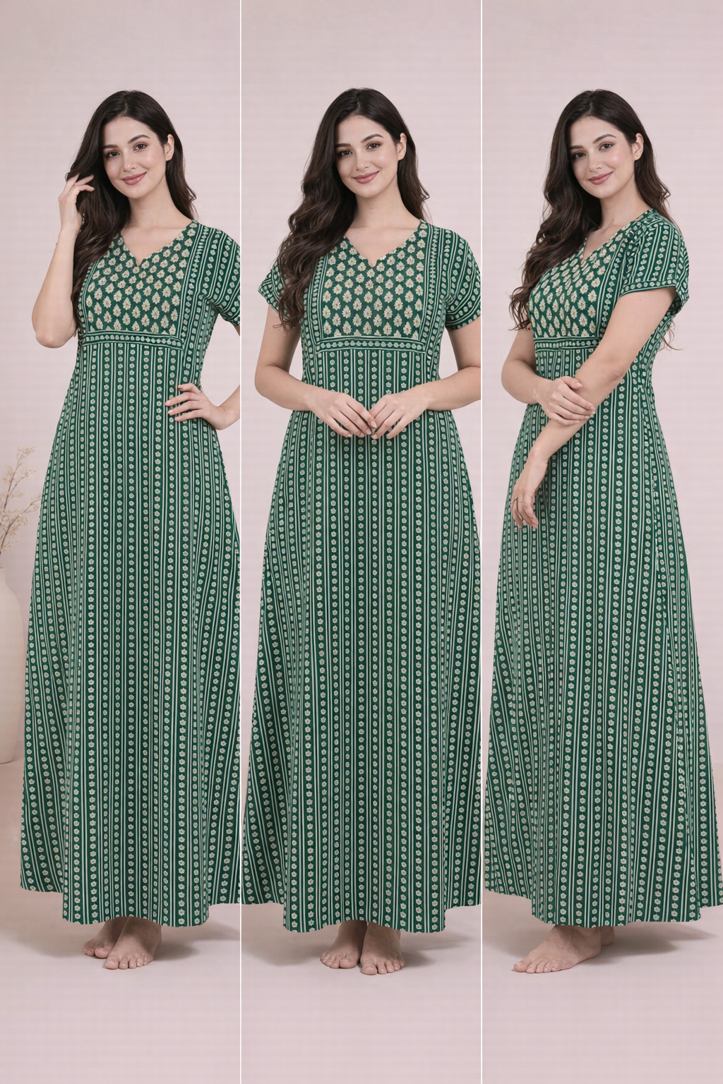 Bahumaan Pure Cotton Nighty for Woman | Floral Gown for Women Nightwear with Pocket | Cotton Nighty for Women Stylish | Perfect for Daily Comfort | Maxi Women