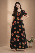 Bahumaan Pure Cotton Nighty for Woman | Floral Gown for Women Nightwear with Pocket | Cotton Nighty for Women Stylish | Perfect for Daily Comfort | Maxi Women