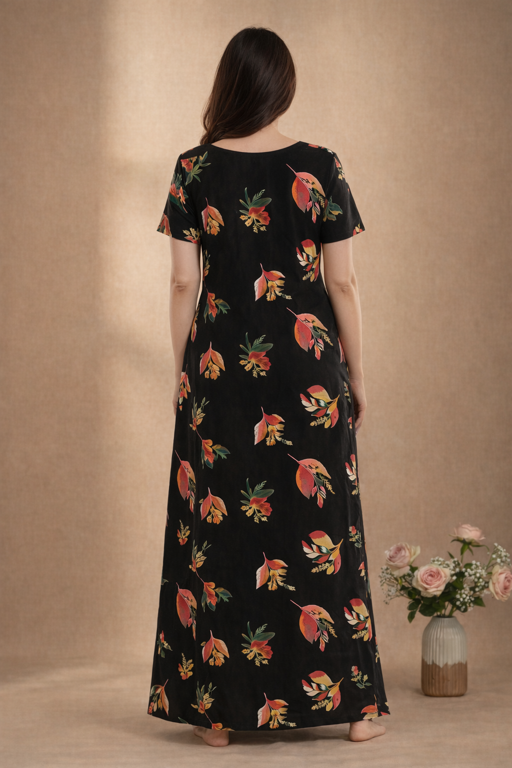 Bahumaan Pure Cotton Nighty for Woman | Floral Gown for Women Nightwear with Pocket | Cotton Nighty for Women Stylish | Perfect for Daily Comfort | Maxi Women