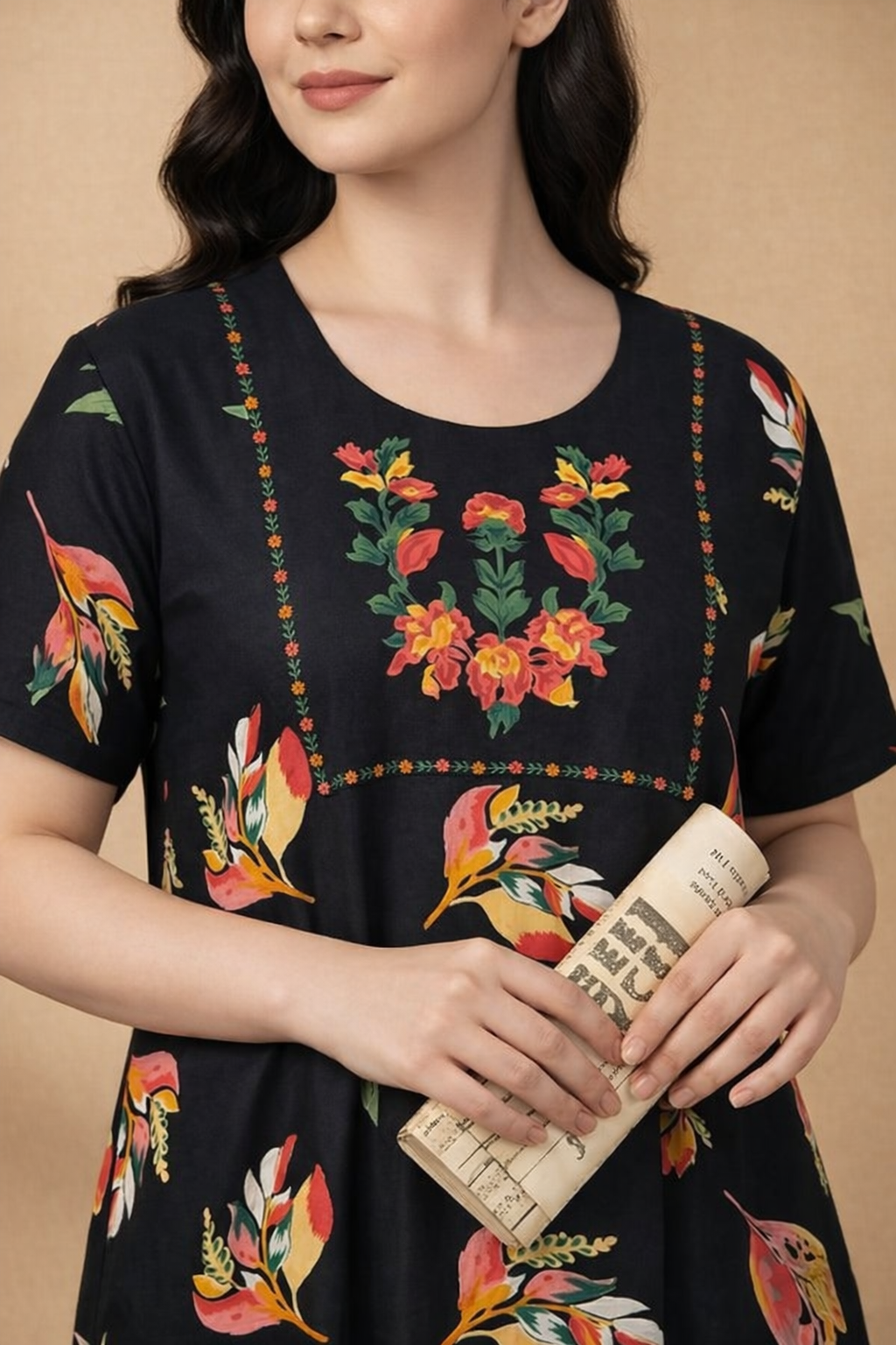 Bahumaan Pure Cotton Nighty for Woman | Floral Gown for Women Nightwear with Pocket | Cotton Nighty for Women Stylish | Perfect for Daily Comfort | Maxi Women