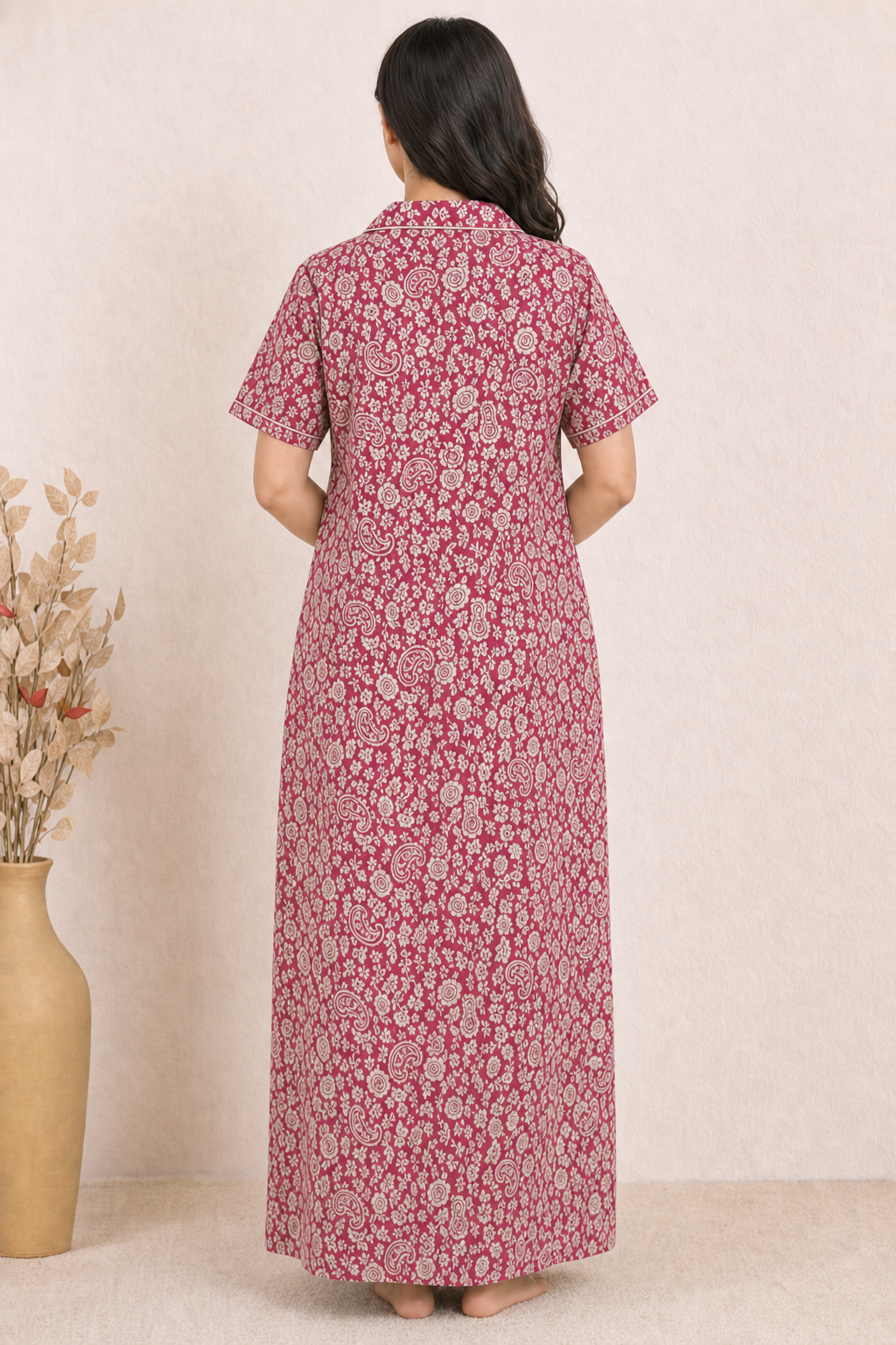 Bahumaan Pure Cotton Nighty for Woman | Floral Gown for Women Nightwear with Pocket | Cotton Nighty for Women Stylish | Maxi for Women Cotton