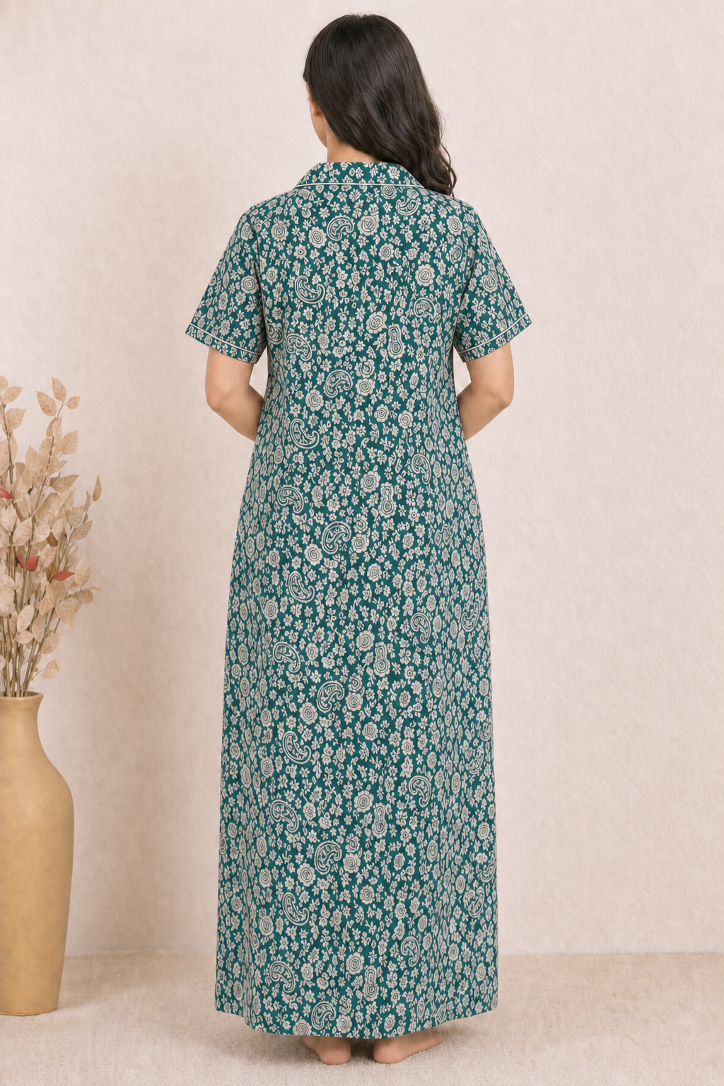 Bahumaan Pure Cotton Nighty for Woman | Floral Gown for Women Nightwear with Pocket | Cotton Nighty for Women Stylish | Maxi for Women Cotton