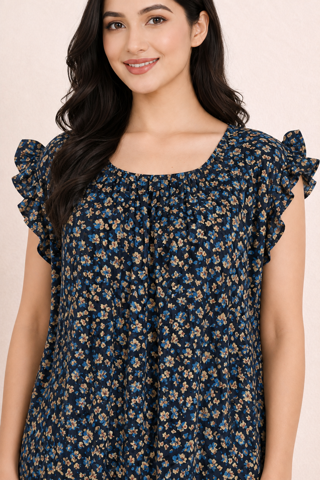 Bahumaan Cotton Flutter-Sleeve Nighty