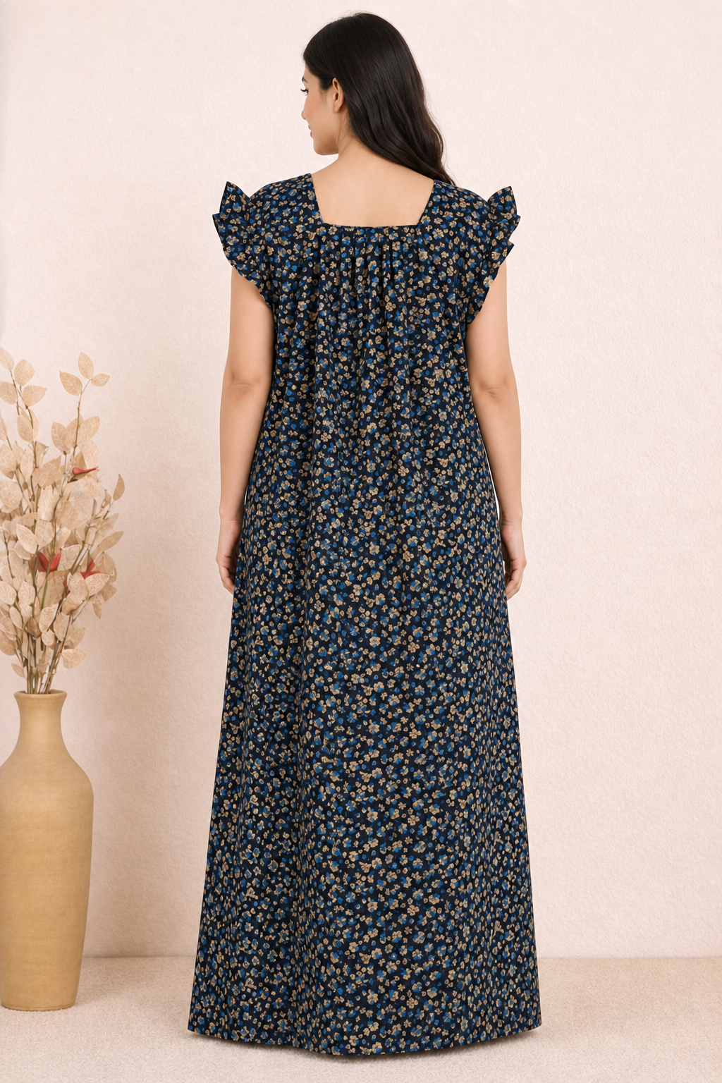 Bahumaan Cotton Flutter-Sleeve Nighty