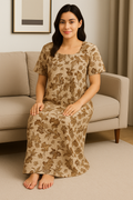Bahumaan Pure Cotton Frock Nighty for Women with Pocket Free Size | Maxi Dress for Women Cotton | Night Dress for Woman Gown | Cotton Nighty for Women Stylish