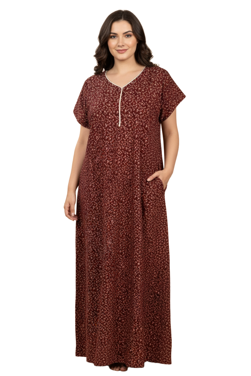 Bahumaan Pure Cotton Nighty for Woman | Floral Gown for Women Nightwear with Pocket | Cotton Nighty for Women Stylish | Perfect for Daily Comfort | Maxi Women