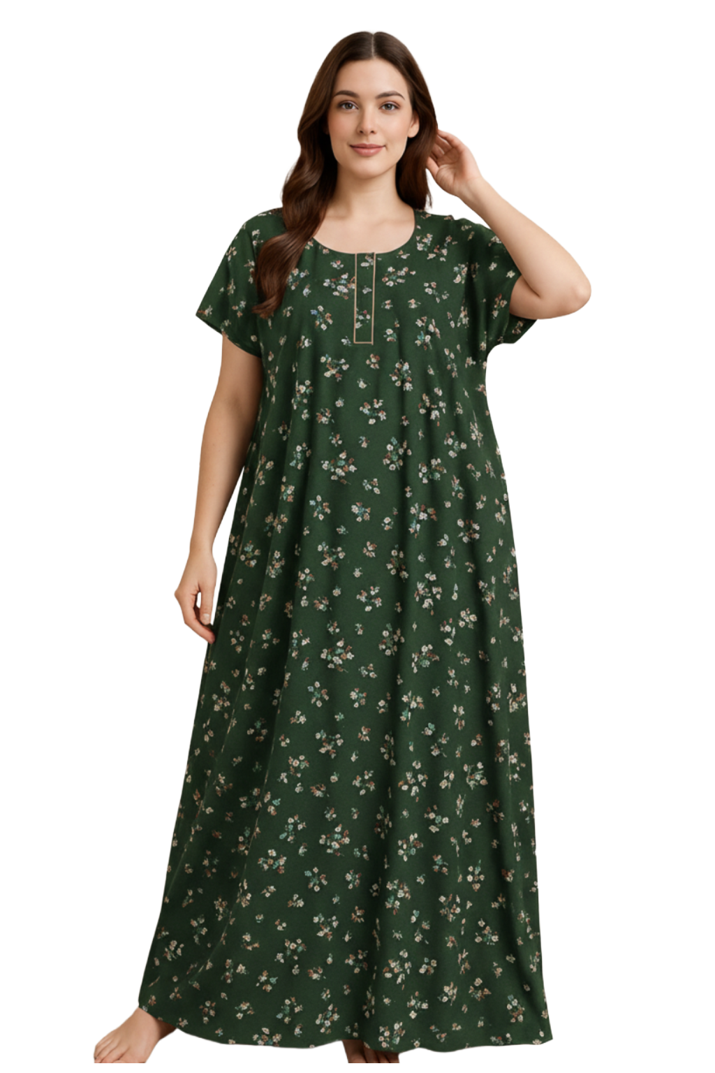 Bahumaan Pure Cotton Nighty for Woman | Floral Gown for Women Nightwear with Pocket | Cotton Nighty for Women Stylish | Maxi for Women Cotton