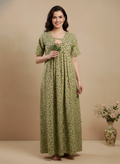 Bahumaan Cotton Nighty for Women Full Length Stylish | Floral Print Cotton Maxi Dress for Women with Pocket | Sleepwear Gown for Women