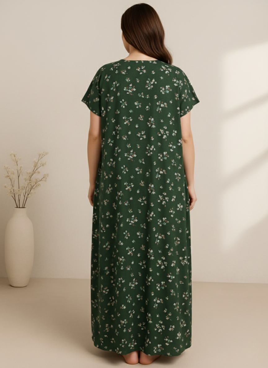 Bahumaan Pure Cotton Nighty for Woman | Floral Gown for Women Nightwear with Pocket | Cotton Nighty for Women Stylish | Maxi for Women Cotton