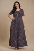 Bahumaan Cotton Nighty for Women Full Length Stylish | Floral Print Cotton Maxi Dress for Women with Pocket | Sleepwear Gown for Women