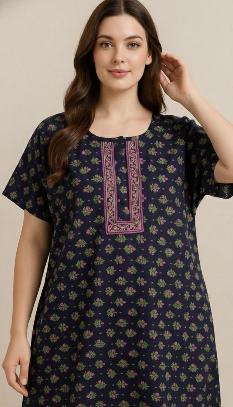 Bahumaan Pure Cotton Nighty for Woman | Floral Gown for Women Nightwear with Pocket | Cotton Nighty for Women Stylish | Perfect for Daily Comfort | Maxi Women