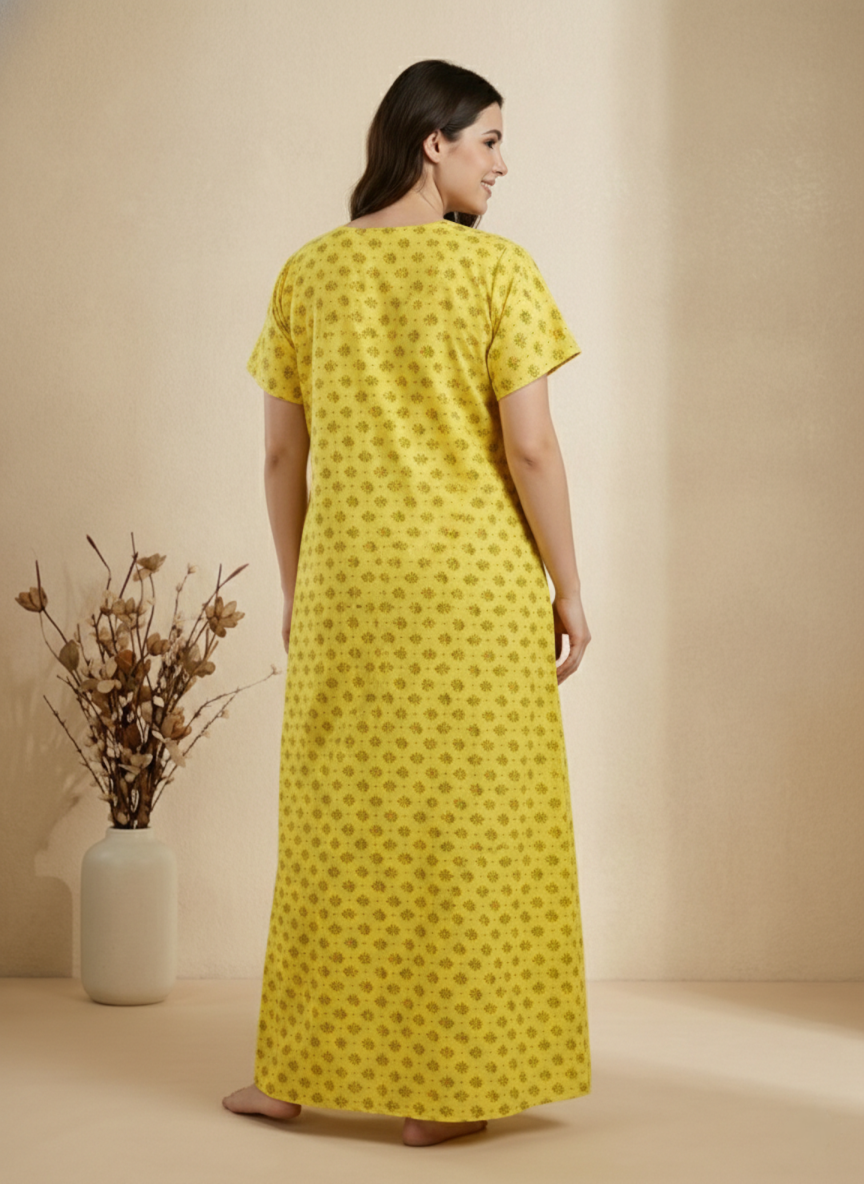 Bahumaan Pure Cotton Nighty for Woman | Floral Gown for Women Nightwear with Pocket | Cotton Nighty for Women Stylish | Perfect for Daily Comfort | Maxi Women