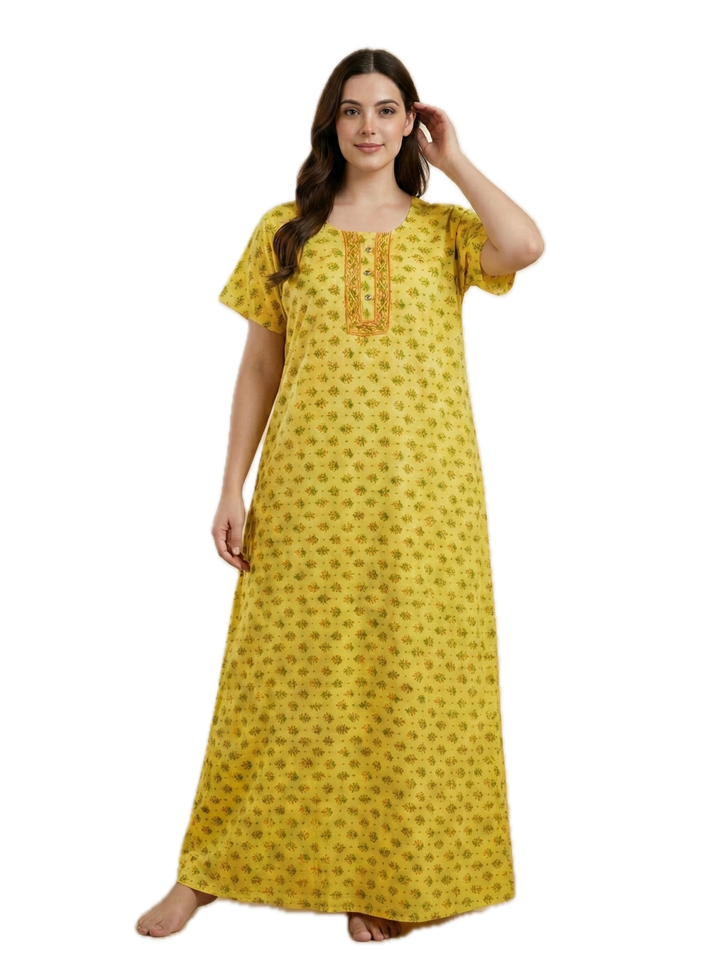 Bahumaan Pure Cotton Nighty for Woman | Floral Gown for Women Nightwear with Pocket | Cotton Nighty for Women Stylish | Perfect for Daily Comfort | Maxi Women