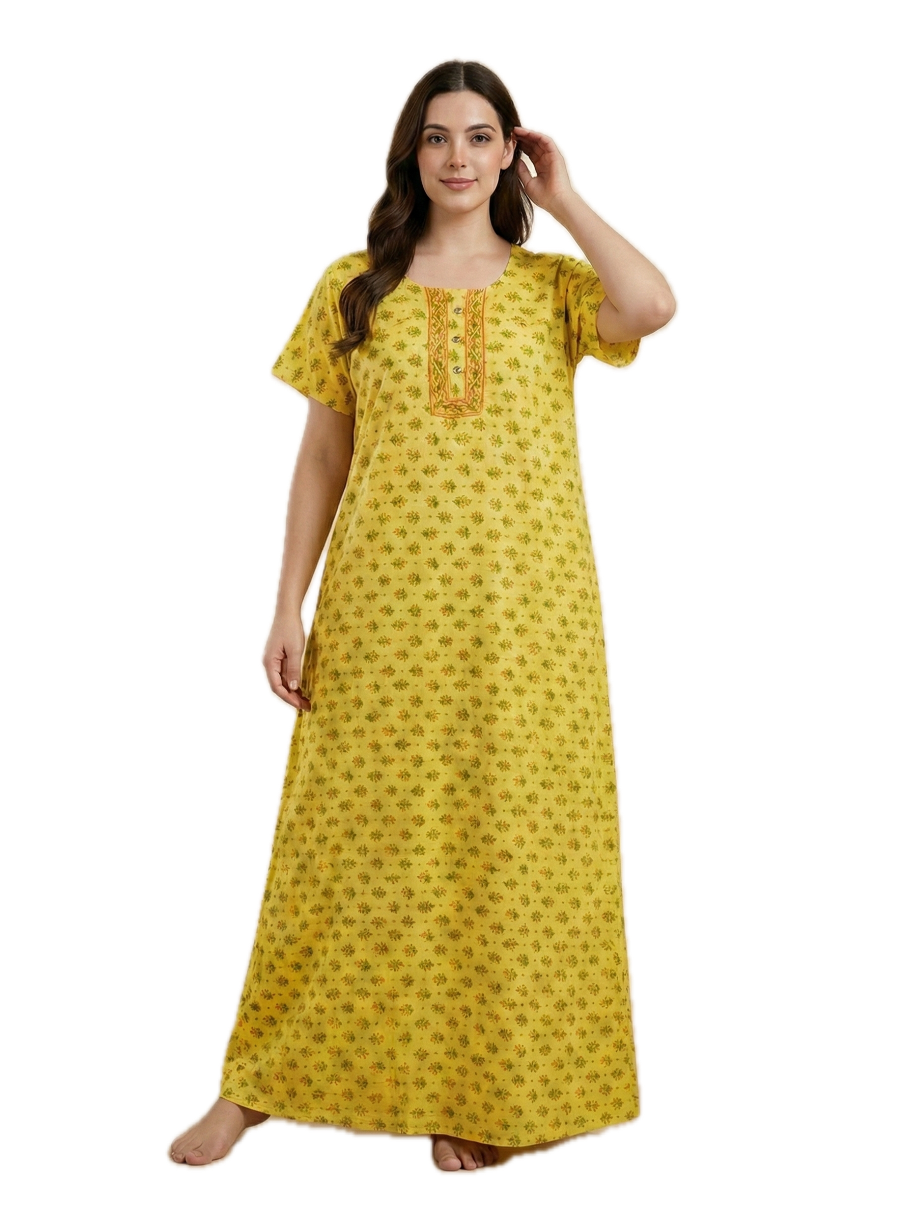 Bahumaan Pure Cotton Nighty for Woman | Floral Gown for Women Nightwear with Pocket | Cotton Nighty for Women Stylish | Perfect for Daily Comfort | Maxi Women